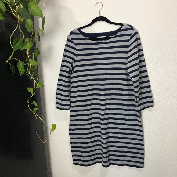 SOLD✨Gap Striped 3/4 sleeve Dress -navy blue, gray - Picture 4 of 5